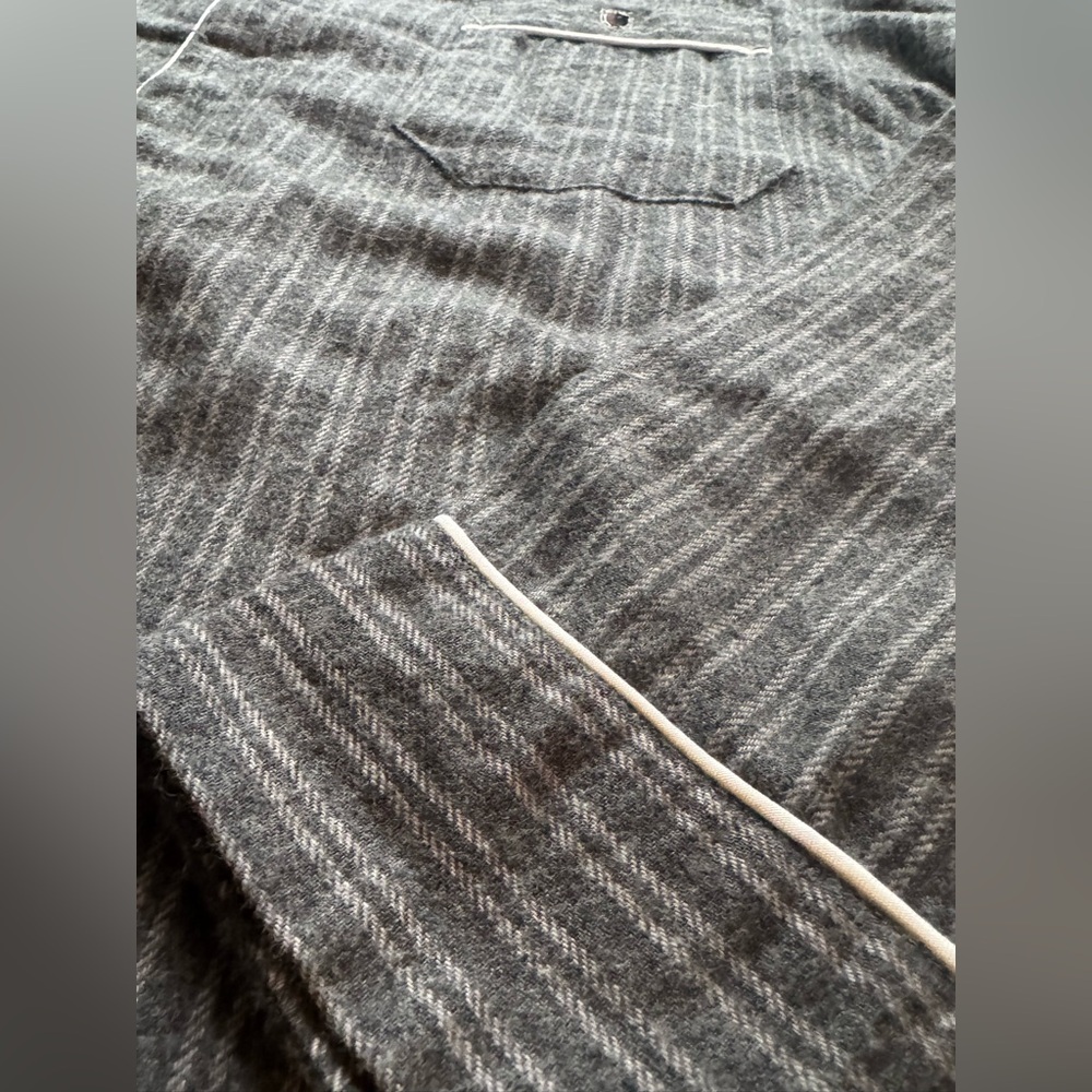 Black Brown 1826 Men's Gray Pinstripe cotton Lounge Set - Picture 4 of 8
